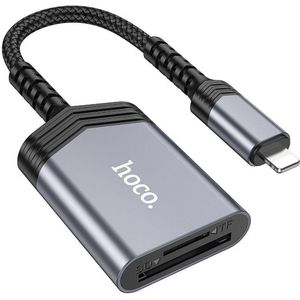 Hoco UA25 Apple Lightning Card Reader met SD/TF Kaartlezer Grijs