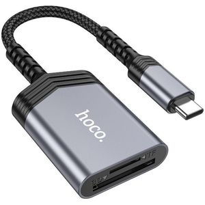 Hoco UA25 USB-C Card Reader met SD/TF Kaartlezer Grijs