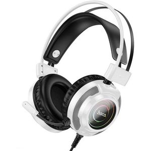 Hoco - Gaming W110 - Gaming Headset - Wit - Zwart - Bedraad - USB A + Jack 3,5 mm