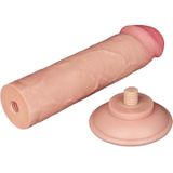 LoveToy - Dildo - Glijdende Huid Dildo 20 cm - Diameter 3.8 cm - Lichte Beige