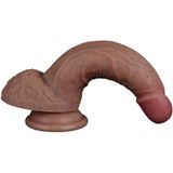 LoveToy - Dubbellaags Siliconen Dildo - 18,5 cm x Ø 3,7 cm - Bruin