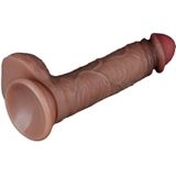 LoveToy - Dubbellaags Siliconen Dildo - 19,5 cm X Ø 3,7 cm - Medium Skin / Bruin