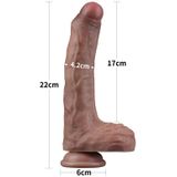 LoveToy - Dubbellaags Siliconen Dildo - 22 cm X Ø 4,2 cm - Bruin