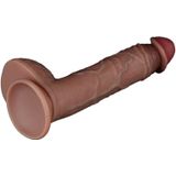 LoveToy - Dubbellaags Siliconen Dildo - 23,5 cm x Ø 4,3 cm - Bruin