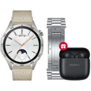 HUAWEI WATCH GT4 46mm Silber | Smartwatch | 46mm / 1.43 Zoll | 5 ATM Wasserbeständigkeit | IP68-Zertifiziert | Bluetooth, NFC, GPS