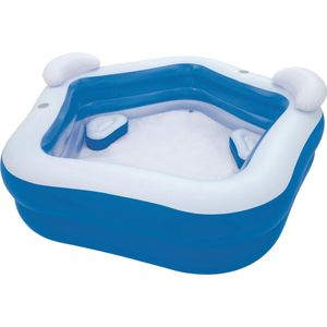 Opblaasbaar Zwembad - Bad - Familiebad - Familiezwembad - Blauw/Wit - 213 x 207 x 69 cm