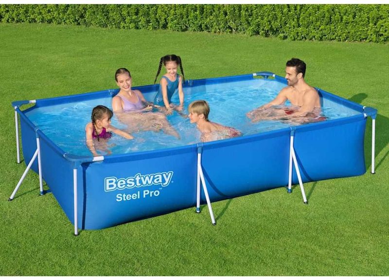 Bestway - 56404 Frame Pool Rechteck 300x201x66cm Stahlrohrbecken Schwimmbecken