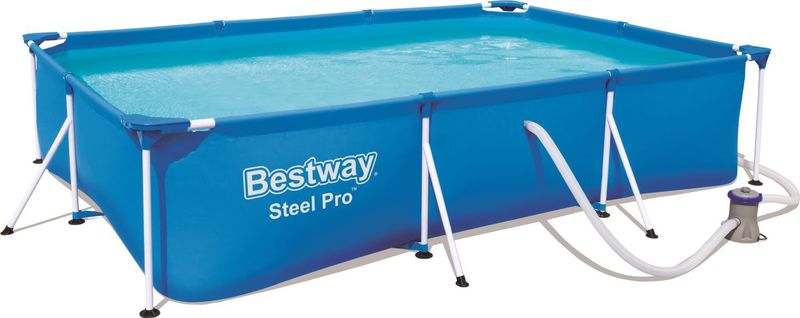 Aufstellpool Steel Pro Frame Pool blau 300 x 201 x 66 cm (l x b x h) mit Filterkartuschenanlage - Bestway