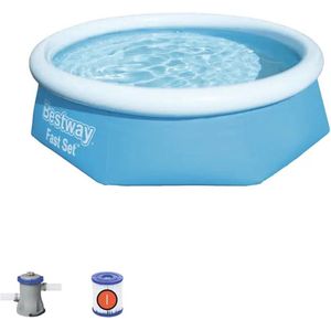 Bestway opblaasbaar zwembad Fast Set | blauw | inclusief filter pomp | ?244cm | 2300 liter
