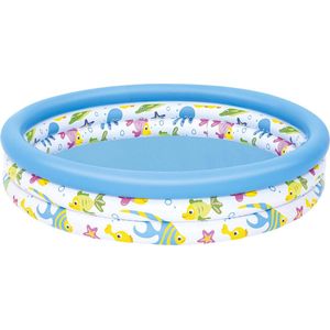 Kinderbad Bestway Rond Ocean Life Blauw (112 x 122 x 25 cm)