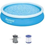 Bestway® Fast Set™ Aufstellpool-Set mit Filterpumpe Ø 366 x 76 cm, blau, rund