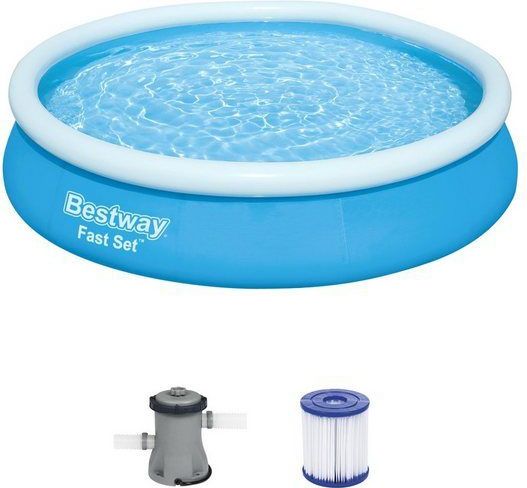 Bestway® Fast Set™ Aufstellpool-Set mit Filterpumpe Ø 366 x 76 cm, blau, rund