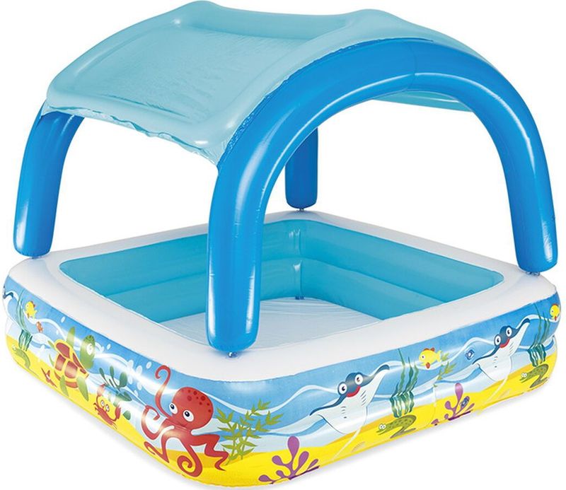 Bestway Mit Markise Quadratischer Aufblasbarer Pool 147x147x122 Cm