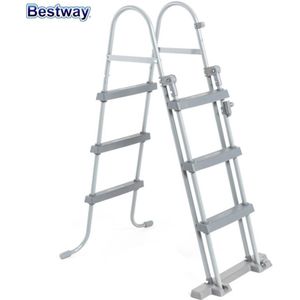 Bestway Zwembadladder Zilver/wit 107 Cm voor Opzetzwembaden - Zwembadaccessoires