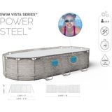 Bestway Power Steel - Zwembad - 549x274x122 cm - met pomp en trap - grijs stone look