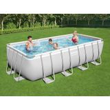 Bestway® Power Steel™ Frame Pool Komplett-Set mit Sandfilteranlage 488 x 244 x 122 cm, lichtgrau, eckig