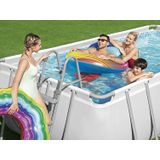 Bestway® Power Steel™ Frame Pool Komplett-Set mit Sandfilteranlage 488 x 244 x 122 cm, lichtgrau, eckig