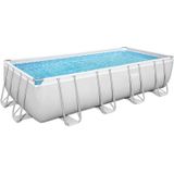 Bestway® Power Steel™ Frame Pool Komplett-Set mit Sandfilteranlage 488 x 244 x 122 cm, lichtgrau, eckig