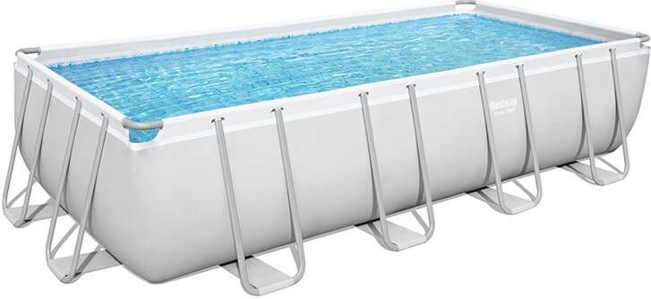 Bestway® Power Steel™ Frame Pool Komplett-Set mit Sandfilteranlage 488 x 244 x 122 cm, lichtgrau, eckig