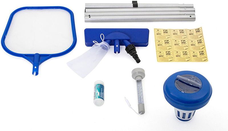 Bestway - Poolpflege Komplett Set Pool Zubehör Kescher Dosierschwimmer Thermometer