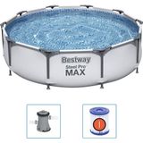 Bestway® Steel Pro MAX™ Frame Pool Set mit Filterpumpe Ø 305 x 76 cm, lichtgrau, rund