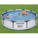 Bestway® Steel Pro MAX™ Frame Pool Set mit Filterpumpe Ø 305 x 76 cm, lichtgrau, rund