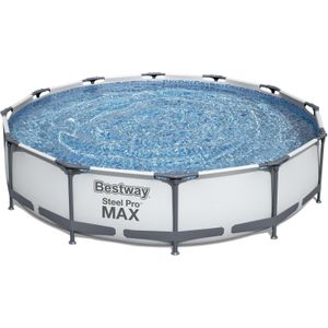 Bestway Steel Pro MAX Frame Zwembadset met filterpomp Ø 366 x 76 cm, lichtgrijs, rond