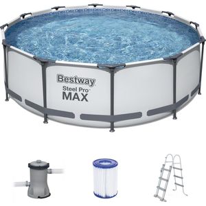 Bestway Steel Pro MAX - Opzetzwembad - ⌀ 366x100 cm - met filterpomp en trap - wit