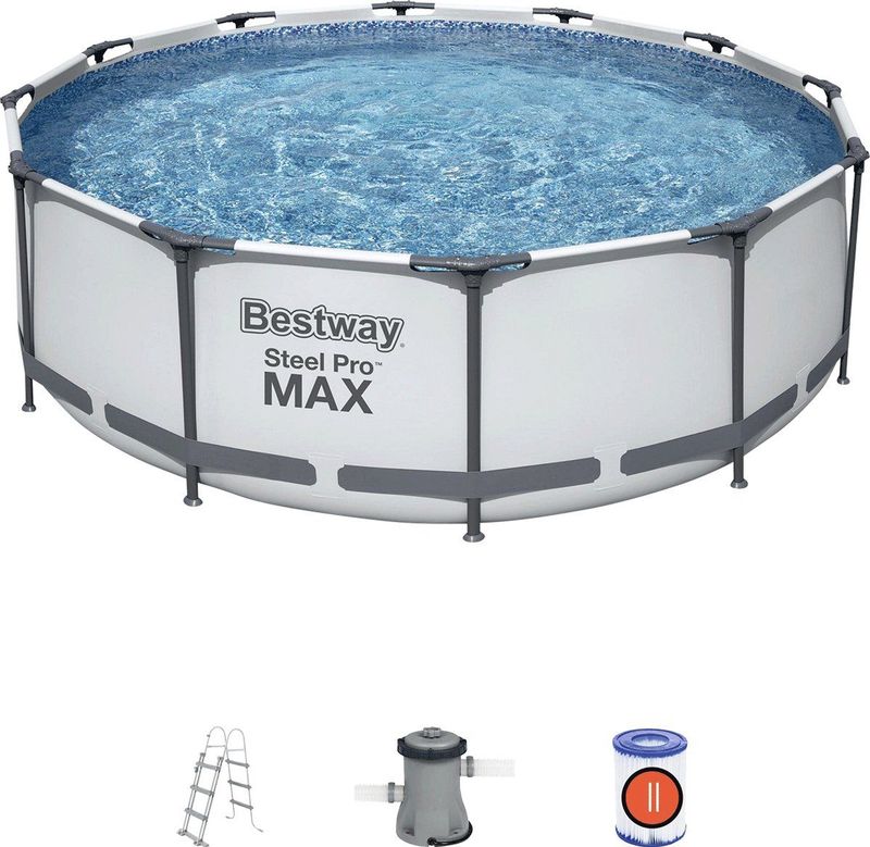 Bestway Pool »Steel ProMAX™«, Stahlrahmenpool-Set, Filterpumpe, Sicherheitsleiter 366x100 cm