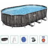 Bestway - Power Steel Frame Pool Komplett-Set oval 610 x 366 x 122 cm Pool