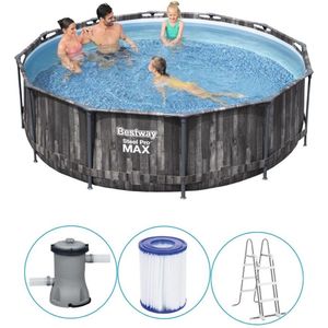 Bestway zwembad - met pomp en zwembad trap - 366x100 cm - hout