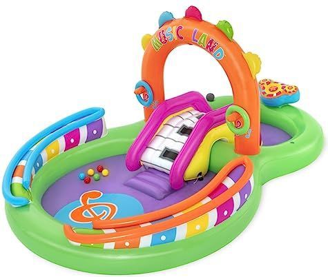 Bestway - Sing & Splash Little Astronaut Aufblasbarer Pool & Spielcenter 295x190x137 cm für Kinder +2 Jahre mit Rutsche, 6 Bällen, 2 Reifen und 2