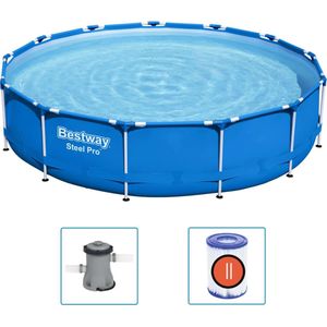 Bestway - Steel Pro - Opzetzwembad Inclusief Filterpomp - 396x84 cm - Rond