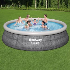 Bestway - Fast Set - Opblaasbaar zwembad inclusief filterpomp en zwembadtrap - 457x107 cm - Rond