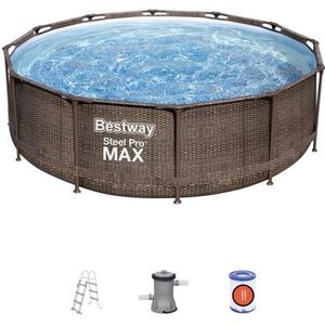 Bestway Steel Pro Max Frame Pool Complete set Deluxe, rond, rotan-look, 366 x 100 cm