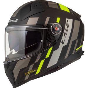 LS2 Helm Vector II Tron FF811 mat zwart / geel maat XL