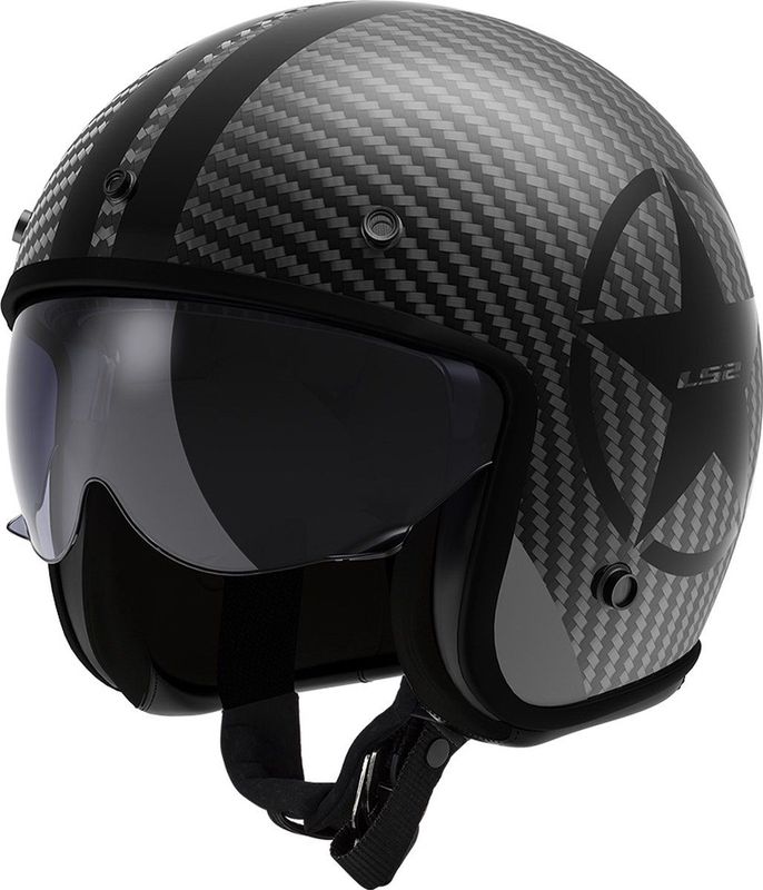 LS2 OF601 Bob II Carbon Star Jet Helm