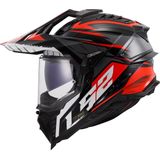 LS2 Helm Explorer Spire MX701 - Mat Zwart - Rood - KPA Materiaal