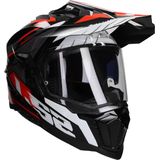 LS2 Helm Explorer Spire MX701 - Mat Zwart - Rood - KPA Materiaal