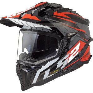 LS2 Helm Explorer Spire MX701 - Mat Zwart - Rood - KPA Materiaal