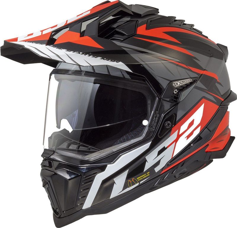 LS2 Helm Explorer Spire MX701 - Mat Zwart - Rood - KPA Materiaal
