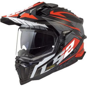 LS2 MX701 Explorer Helm - Zwart - Titanium - Red