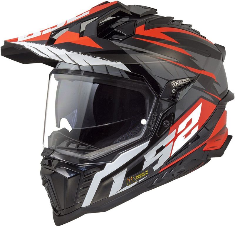 LS2 MX701 Explorer Helm - Zwart - Titanium - Red