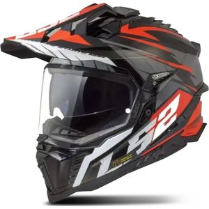 Adventurehelm LS2 MX701 Explorer Spire Zwart-Titanium-Rood