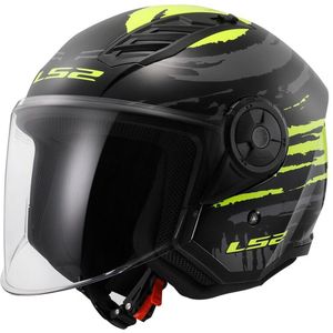 LS2 - OF616 Airflow II - Jethelm - Zwart Neon Geel - Veiligheidsmateriaal