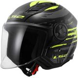 LS2 - OF616 Airflow II Brush - Open Face Helm - Zwart/Geel - Polycarbonaat