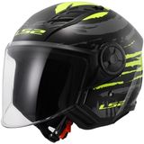 LS2 - OF616 Airflow II Brush - Open Face Helm - Zwart/Geel - Polycarbonaat