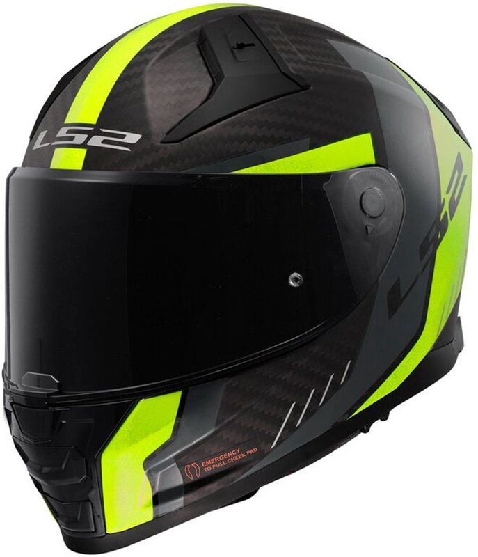 LS2 - Vector II Carbon Grid FF811 - Helm - Mat Zwart/Fluorgeel - Carbon Design