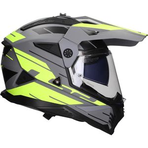 LS2 Helm Pioneer II Namib MX702 - Mat Grijs - Geel - KPA Materiaal