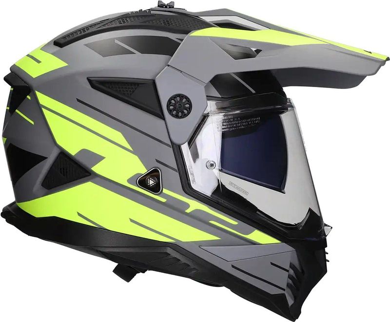 LS2 Helm Pioneer II Namib MX702 - Mat Grijs - Geel - KPA Materiaal